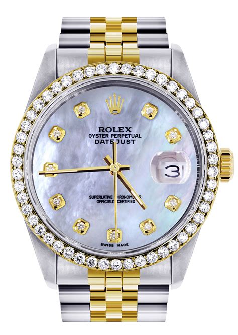 rolex datejust mother of pearl face|rolex 36mm datejust with diamonds.